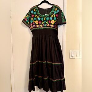 Ruby n Style Colorful Embroidered Black Dress